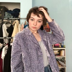 Purple Embroidered Blazer